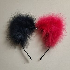 Red Black Fluff Kitty Ears Rave Festival